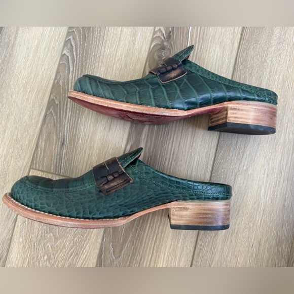 Freebird by Steven Monalisa Green and Brown Leather Mule Shoes Women’s Size 8 - Picture 11 of 14